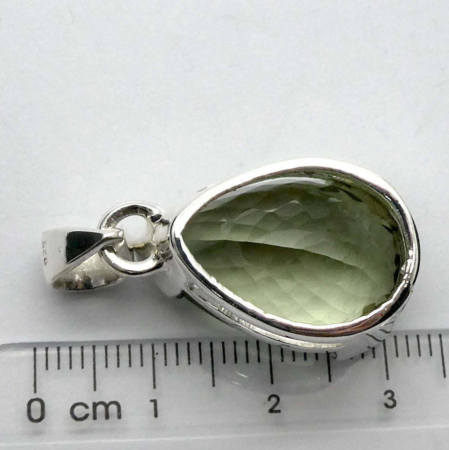 Green Amethyst Prasiolite Pendant | Faceted Teardrop | 925 Sterling Silver | Gentle Heart Healer  | Virgo | Capricorn | Genuine Gems from Crystal Heart Melbourne Australia since 1986