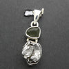 Moldavite over Nickel Iron Meteorite Pendant | Campo de Cielo | Chechia | Natural Freeform Shapes | 925 Sterling Silver | Travel, Safety, Rugged Strength | Silent  Space | Universal to Earth connected Meditation | Genuine Gems from Crystal Heart Australia since 1986