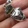 Moldavite over Nickel Iron Meteorite Pendant | Campo de Cielo | Chechia | Natural Freeform Shapes | 925 Sterling Silver | Travel, Safety, Rugged Strength | Silent  Space | Universal to Earth connected Meditation | Genuine Gems from Crystal Heart Australia since 1986