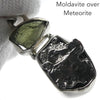 Moldavite Pendant over Metal Meteorite, 925 Silver r5a