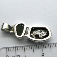 Load image into Gallery viewer, Moldavite Pendant over Metal Meteorite, 925 Silver r5a