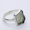 Raw Natural Moldavite Ring | 925 Sterling Silver | Bezel Set | Open back | US Size 7.75 | Aus Size P | Green Obsidian | Chechya | Intense Personal Heart Transformation | Scorpio Stone | Genuine Gems from Crystal Heart Melbourne Australia since 1986