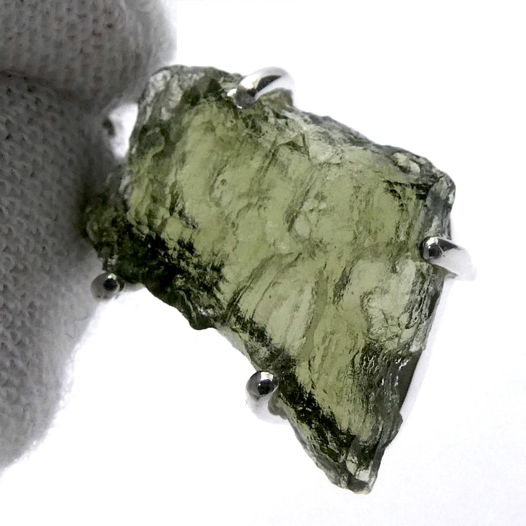 Moldavite Pendant | Raw Natural Moldavite Nugget | 925 Sterling Silver Bezel Setting | Open Back | Natural Green Obsidian | Chechya | Intense Personal Heart Transformation | Scorpio Stone | Genuine Gems from Crystal Heart Melbourne Australia since 1986