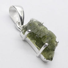 Load image into Gallery viewer, Moldavite Pendant | Raw Natural Moldavite Nugget | 925 Sterling Silver Bezel Setting | Open Back | Natural Green Obsidian | Chechya | Intense Personal Heart Transformation | Scorpio Stone | Genuine Gems from Crystal Heart Melbourne Australia since 1986