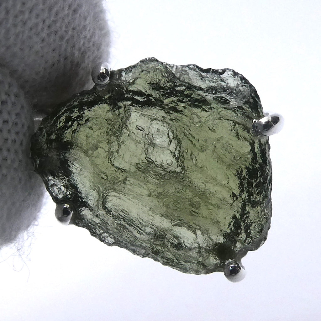 Moldavite Pendant | Raw Natural Moldavite Nugget | 925 Sterling Silver Claw Setting | Open Back | Natural Green Obsidian | Chechya | Intense Personal Heart Transformation | Scorpio Stone | Genuine Gems from Crystal Heart Melbourne Australia since 1986