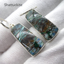 Load image into Gallery viewer, Shattuckite  Earrings | Oblong Cabochon |  925 Sterling Silver | Bezel set with open back | Cut through Karmic debt | Genuine Gems from Crystal Heart Melbourne Australia since 1986