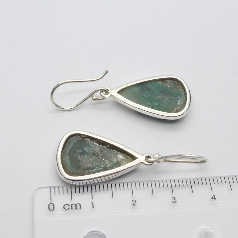 Shattuckite  Earring | Teardrtop Cabochon |  925 Sterling Silver | Bezel set with open back | Cut through Karmic debt | Genuine Gems from Crystal Heart Melbourne Australia since 1986