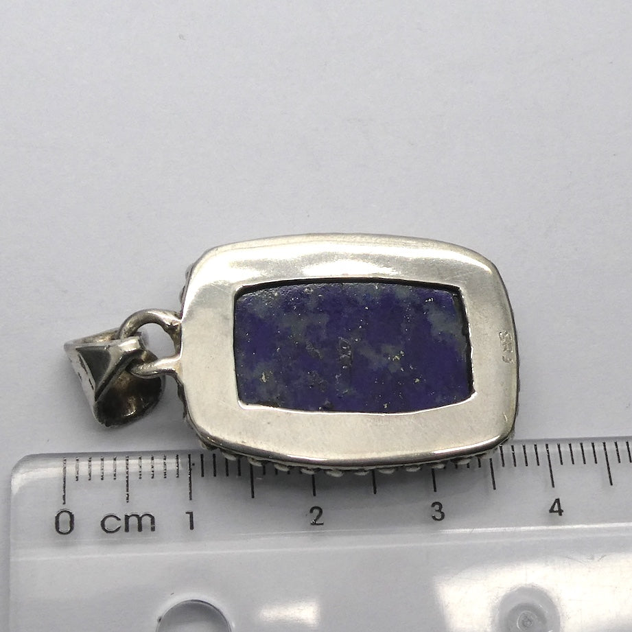 Lapis Lazuli Pendant, Oblong Cabochon, 925 Sterling Silver, g1