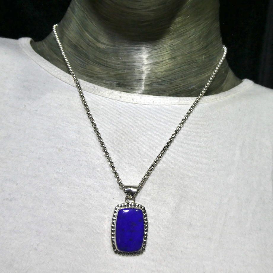 Lapis Lazuli Pendant, Oblong Cabochon, 925 Sterling Silver, g1