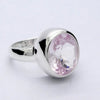 Kunzite Ring |  Faceted Oval | Flawless Brilliant Clear Stone | 925 Sterling Silver |  Deep Bezel Setting with cushioned walls | US Size 9.25 | EU Size S | AU Size S | Wisdom of the Heart | Inspire Love with Clarity | Taurus Scorpio Leo | Genuine Gemstones from Crystal heart Melbourne Australia since 1986