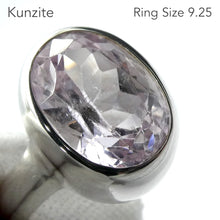 Load image into Gallery viewer, Kunzite Ring |  Faceted Oval | Flawless Brilliant Clear Stone | 925 Sterling Silver |  Deep Bezel Setting with cushioned walls | US Size 9.25 | EU Size S | AU Size S | Wisdom of the Heart | Inspire Love with Clarity | Taurus Scorpio Leo | Genuine Gemstones from Crystal heart Melbourne Australia since 1986