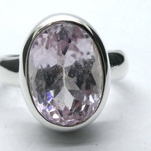 Load image into Gallery viewer, Kunzite Ring |  Faceted Oval | Flawless Brilliant Clear Stone | 925 Sterling Silver |  Deep Bezel Setting with cushioned walls | US Size 9.25 | EU Size S | AU Size S | Wisdom of the Heart | Inspire Love with Clarity | Taurus Scorpio Leo | Genuine Gemstones from Crystal heart Melbourne Australia since 1986