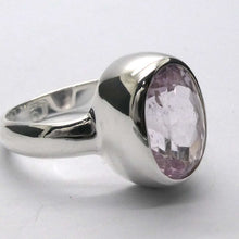 Load image into Gallery viewer, Kunzite Ring |  Faceted Oval | Flawless Brilliant Clear Stone | 925 Sterling Silver |  Deep Bezel Setting with cushioned walls | US Size 9.25 | EU Size S | AU Size S | Wisdom of the Heart | Inspire Love with Clarity | Taurus Scorpio Leo | Genuine Gemstones from Crystal heart Melbourne Australia since 1986