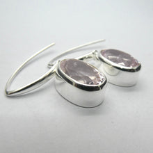 Load image into Gallery viewer, Kunzite Earrings | Faceted Ovals | Brilliant Light | Clear Stone with minor inclusions | 925 Sterling Silver |  Deep Bezel Setting with cushioned walls | Wisdom of the Heart | Inspire Love with Clarity | Taurus Scorpio Leo | Genuine Gems from Crystal heart Melbourne Australia since 1986