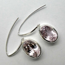 Load image into Gallery viewer, Kunzite Earrings | Faceted Ovals | Brilliant Light | Clear Stone with minor inclusions | 925 Sterling Silver |  Deep Bezel Setting with cushioned walls | Wisdom of the Heart | Inspire Love with Clarity | Taurus Scorpio Leo | Genuine Gems from Crystal heart Melbourne Australia since 1986