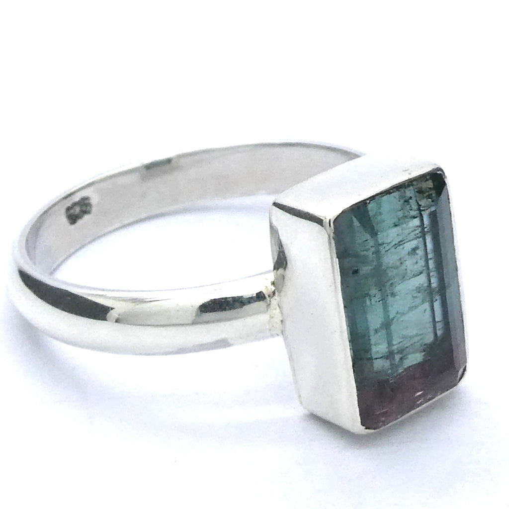 Blue Watermelon Tourmaline Ring | Oblong Facet | Indicolite | Rubellite  | 925 Sterling Silver Band | US Size 8.5 | AUS Size Q1/2 | Star Stone Virgo Gemini Libra Taurus | Genuine Gems from Crystal Heart Melbourne Australia since 1986