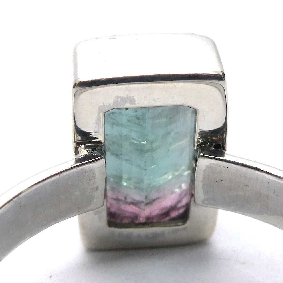 Blue Watermelon Tourmaline Ring | Oblong Facet | Indicolite | Rubellite  | 925 Sterling Silver Band | US Size 8.5 | AUS Size Q1/2 | Star Stone Virgo Gemini Libra Taurus | Genuine Gems from Crystal Heart Melbourne Australia since 1986