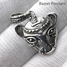 Load image into Gallery viewer, Bastet Egyptian Cat Pendant, 925 Silver