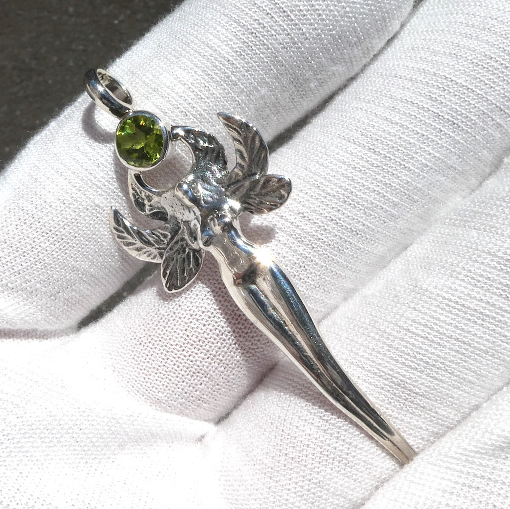 Fairy Goddess Pendant  | Faceted Peridot | 925 Sterling Silver | LOTR Arwen Aragorn | Genuine Gems from Crystal Heart Melbourne Australia since 1986