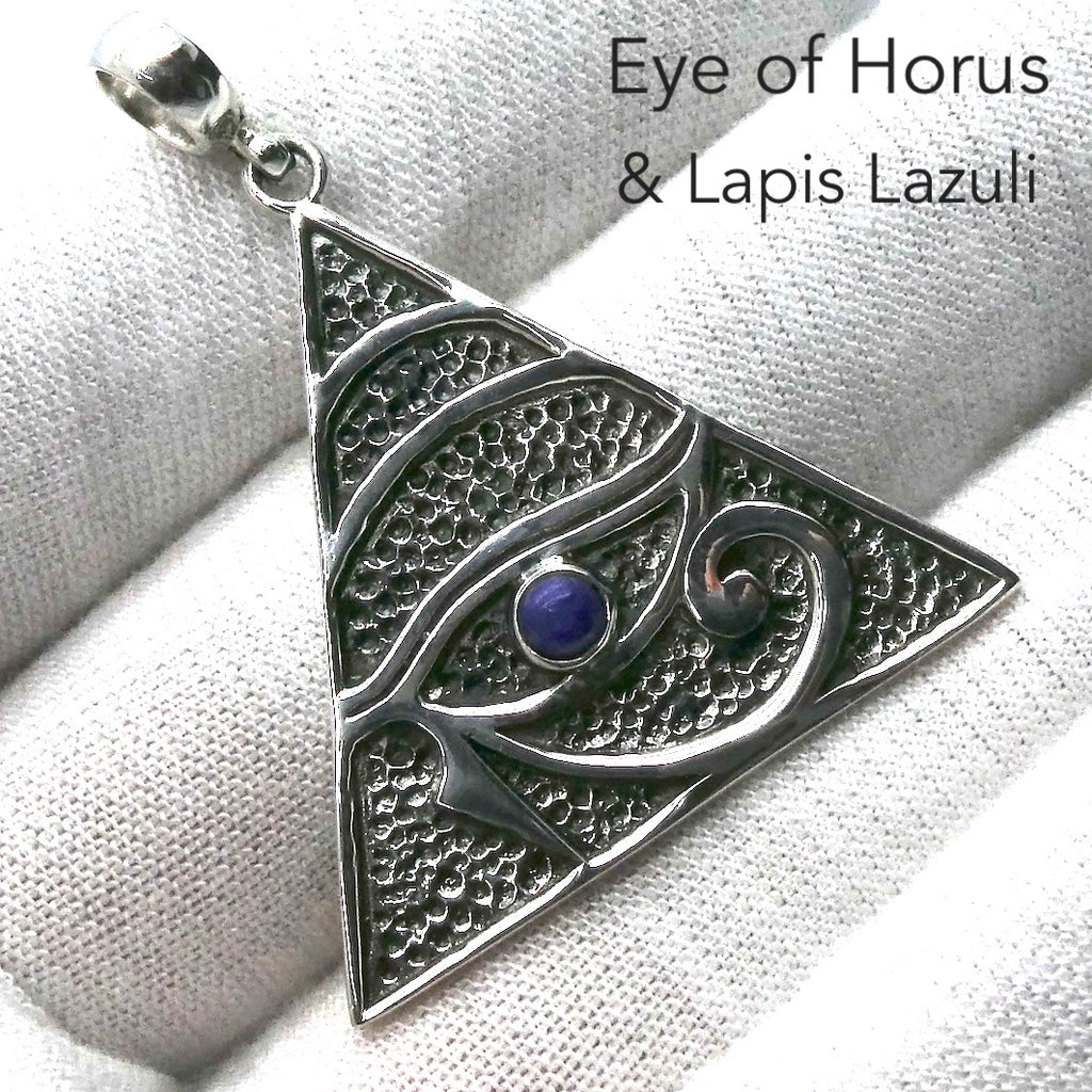 Lapis Lazuli Pendant | Horus Eye | Pyramid | Lovely Colour  | 925 Sterling Silver | Deep Royal Blue | Genuine gems from Crystal Heart Melbourne Australia since 1986