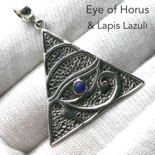 Load image into Gallery viewer, Lapis Lazuli Pendant | Horus Eye | Pyramid | Lovely Colour  | 925 Sterling Silver | Deep Royal Blue | Genuine gems from Crystal Heart Melbourne Australia since 1986