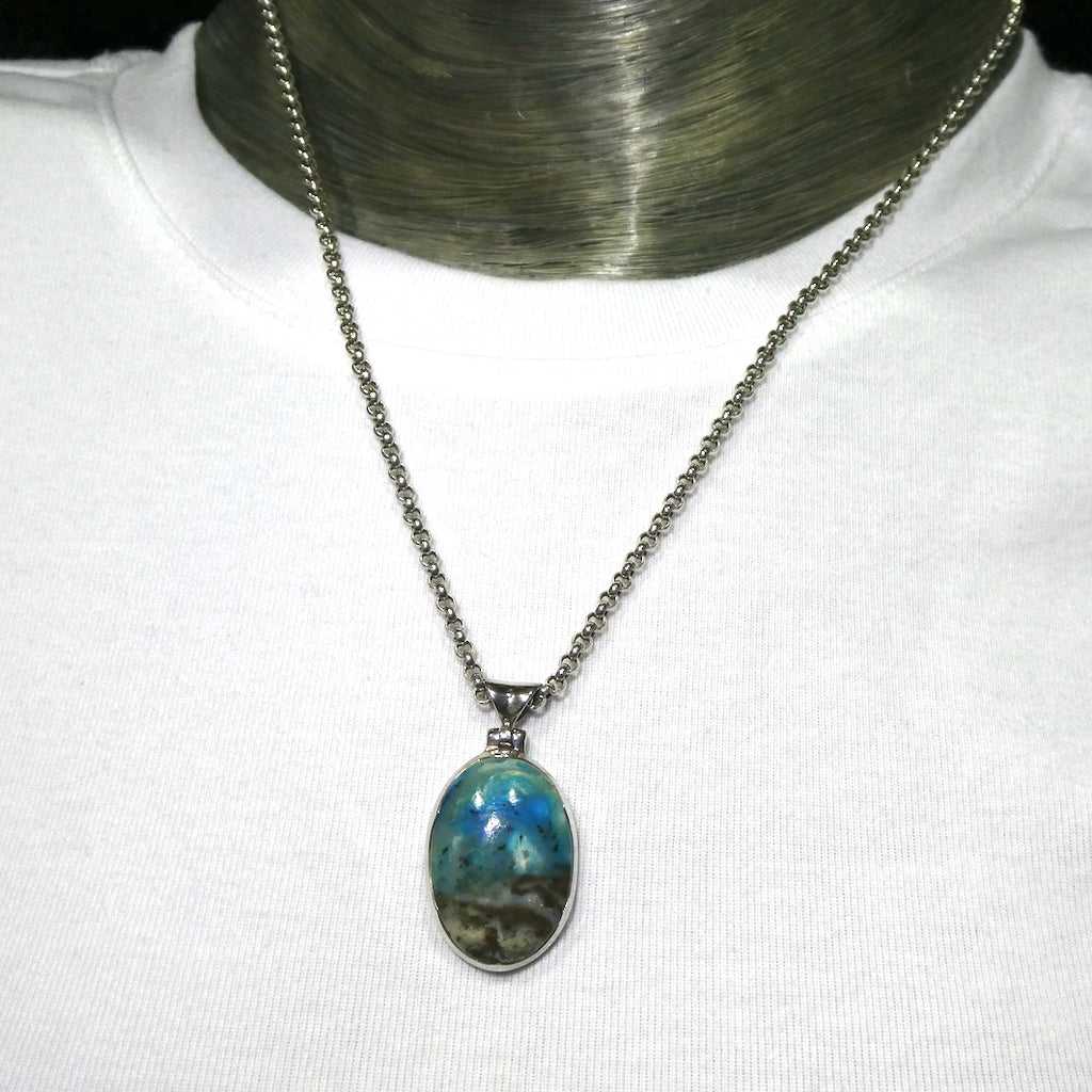 Peruvian Opalina Pendant | Oval Cabochon | 925 Sterling Silver Setting | Uplift and protect the Heart | Connect Heaven and Earth | Peaceful Power | Spiritual Silence  Creativity | Expression | Genuine Gems from Crystal Heart Melbourne Australia since 1986