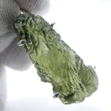 Load image into Gallery viewer, Moldavite Pendant | Raw Natural Moldavite Nugget | 925 Sterling Silver Bezel Setting | Open Back | Natural Green Obsidian | CZ Republic | Intense Personal Heart Transformation | Scorpio Stone | Genuine Gems from Crystal Heart Melbourne Australia since 1986