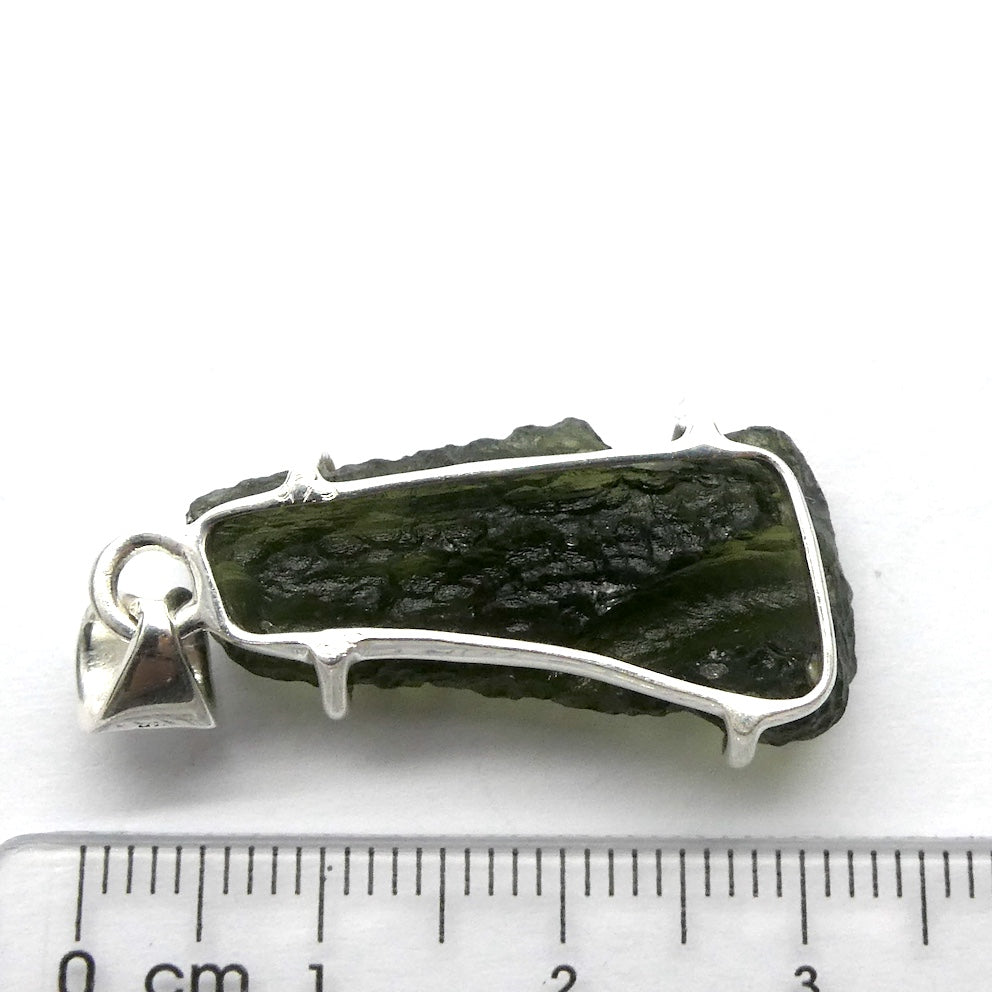 Moldavite Pendant | Raw Natural Moldavite Nugget | 925 Sterling Silver Bezel Setting | Open Back | Natural Green Obsidian | CZ Republic | Intense Personal Heart Transformation | Scorpio Stone | Genuine Gems from Crystal Heart Melbourne Australia since 1986