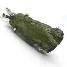 Load image into Gallery viewer, Moldavite Pendant | Raw Natural Moldavite Nugget | 925 Sterling Silver Bezel Setting | Open Back | Natural Green Obsidian | CZ Republic | Intense Personal Heart Transformation | Scorpio Stone | Genuine Gems from Crystal Heart Melbourne Australia since 1986