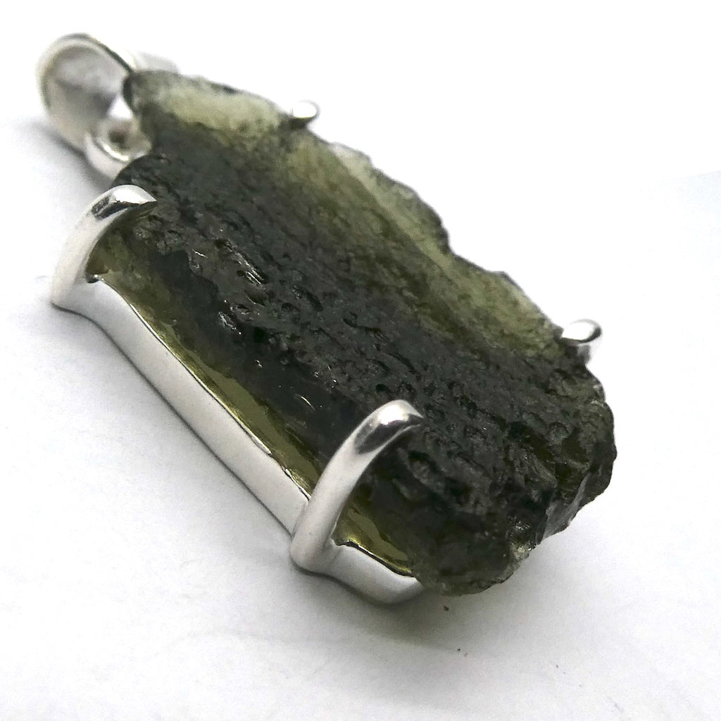 Moldavite Pendant | Raw Natural Moldavite Nugget | 925 Sterling Silver Bezel Setting | Open Back | Natural Green Obsidian | CZ Republic | Intense Personal Heart Transformation | Scorpio Stone | Genuine Gems from Crystal Heart Melbourne Australia since 1986