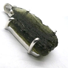 Load image into Gallery viewer, Moldavite Pendant | Raw Natural Moldavite Nugget | 925 Sterling Silver Bezel Setting | Open Back | Natural Green Obsidian | CZ Republic | Intense Personal Heart Transformation | Scorpio Stone | Genuine Gems from Crystal Heart Melbourne Australia since 1986