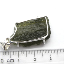 Load image into Gallery viewer, Moldavite Pendant | Raw Natural Moldavite Nugget | 925 Sterling Silver Bezel Setting | Open Back | Natural Green Obsidian | CZ Republic | Intense Personal Heart Transformation | Scorpio Stone | Genuine Gems from Crystal Heart Melbourne Australia since 1986