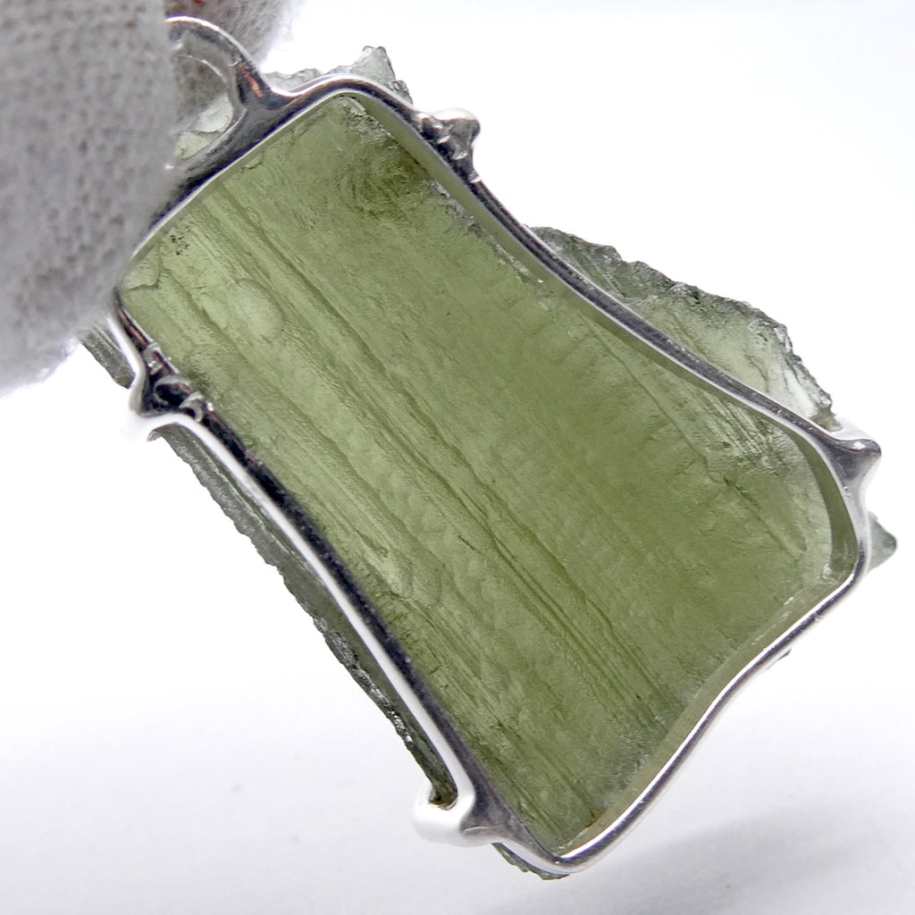 Moldavite Pendant | Raw Natural Moldavite Nugget | 925 Sterling Silver Bezel Setting | Open Back | Natural Green Obsidian | CZ Republic | Intense Personal Heart Transformation | Scorpio Stone | Genuine Gems from Crystal Heart Melbourne Australia since 1986