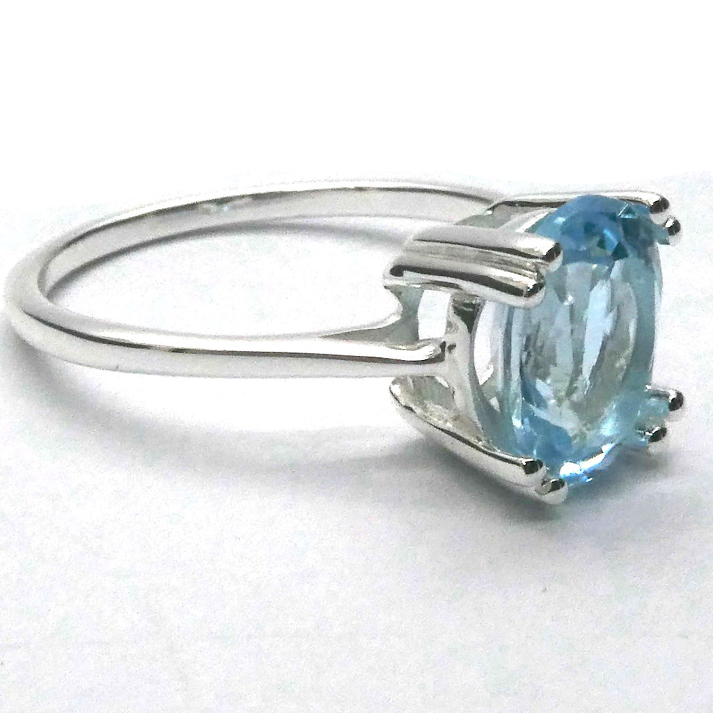 Blue Topaz Ring | Faceted Oval | Beautiful flawless Blue | Bright 925 Sterling Silver | Solid Claw setting | Open Backs | US Size | US Ring Size 9 | Genuine Gems from Crystal Heart Melbourne Australia since 1986