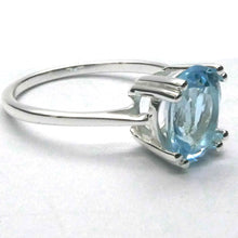 Load image into Gallery viewer, Blue Topaz Ring | Faceted Oval | Beautiful flawless Blue | Bright 925 Sterling Silver | Solid Claw setting | Open Backs | US Size | US Ring Size 9 | Genuine Gems from Crystal Heart Melbourne Australia since 1986