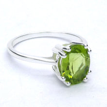 Load image into Gallery viewer, Peridot Ring | Faceted Oval | Beautiful Clear Apple Green | Bright 925 Sterling Silver | Solid Claw setting | Open Backs | US Ring Size 6 | 8 |  9 | 10 | Genuine Gems from Crystal Heart Melbourne Australia since 1986