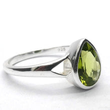 Load image into Gallery viewer, Peridot Ring | Faceted Teardrop | 925 Sterling Silver | Bezel Set |  US Size 6, 7, 8, 9, 10 | Joyful Heart | Overcome Fear | Engender Confidence | Virgo | Scorpio | Leo | Genuine Gems from Crystal Heart Melbourne Australia  since 1986
