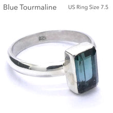 Load image into Gallery viewer, Blue Watermelon Tourmaline Ring | Oblong Facet | Indicolite | Rubellite  | 925 Sterling Silver Band | US Size 7.5 | AUS Size O1/2 | Star Stone Virgo Gemini Libra Taurus | Genuine Gems from Crystal Heart Melbourne Australia since 1986