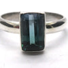 Tourmaline Ring, Blue, Indicolite, Faceted Oblong, 925 Sterling Silver