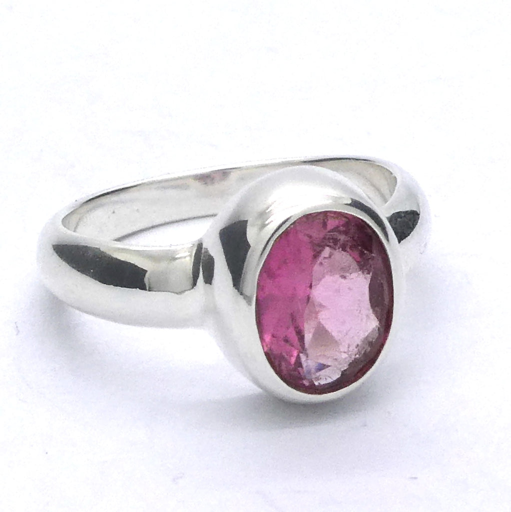 Pink Tourmaline Ring | Oval Faceted | Rubellite  | 925 Sterling Silver Band | US Size 7.25 | AUS Size O | Star Stone Virgo Gemini Libra Taurus | Genuine Gems from Crystal Heart Melbourne Australia since 1986