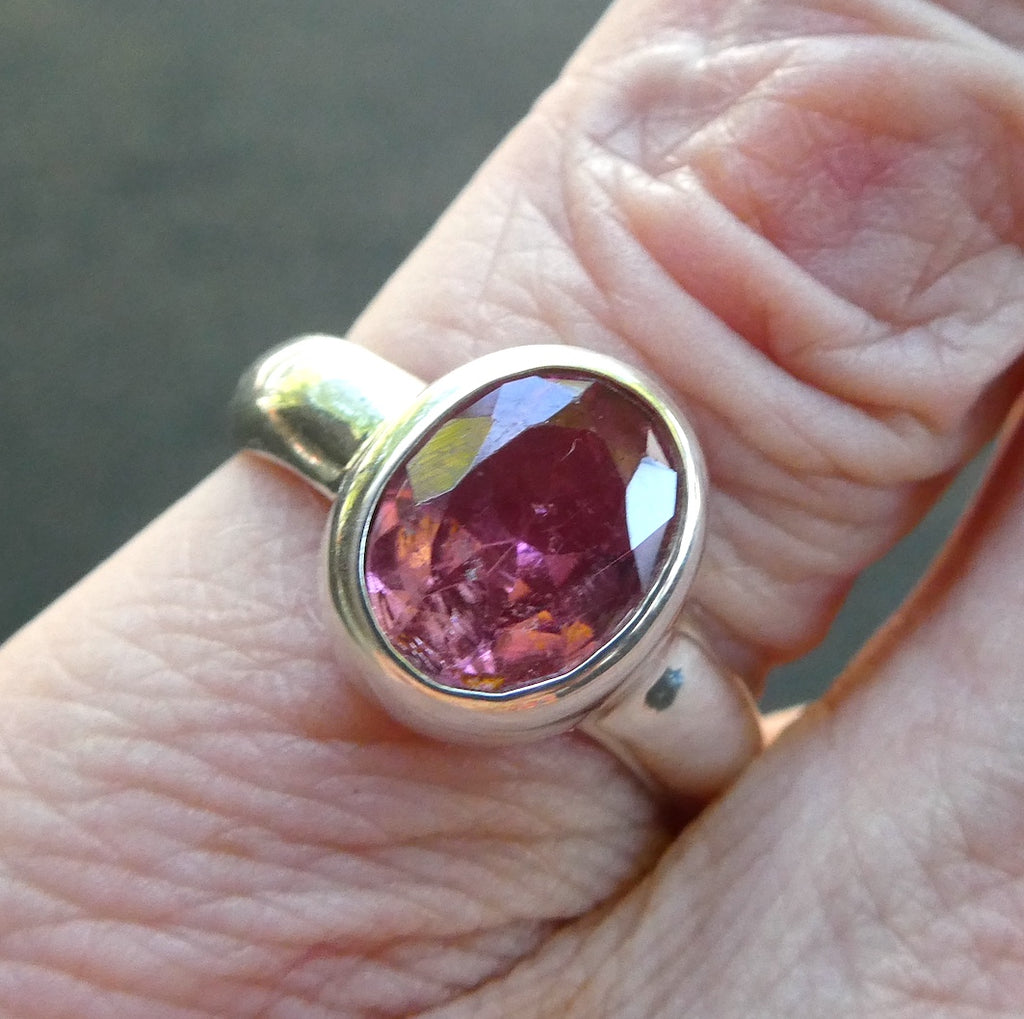 Pink Tourmaline Ring | Oval Faceted | Rubellite  | 925 Sterling Silver Band | US Size 7.25 | AUS Size O | Star Stone Virgo Gemini Libra Taurus | Genuine Gems from Crystal Heart Melbourne Australia since 1986