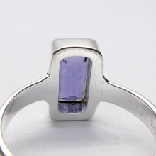 Load image into Gallery viewer, Iolite Ring | Faceted Oblong |  Sapphire Blue | AA Grade | 925 Sterling Silver | Nicely Styled Design |  US Size  7.75 | AUS Size P | Gemstone variety of Cordierite | AKA Water Sapphire | Pleochroic  | Viking Compass | Libra | Find Spiritual Direction | Genuine Gemstones from Crystal Heart Melbourne Australia since 1986