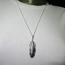 Load image into Gallery viewer, Feather Pendant | 925 Sterling Silver | Beautifully detailed silver Feather Pendant. Very Lifelike. 17 mm wide, drop 55 mm | Crystal Heart Australia since 1986