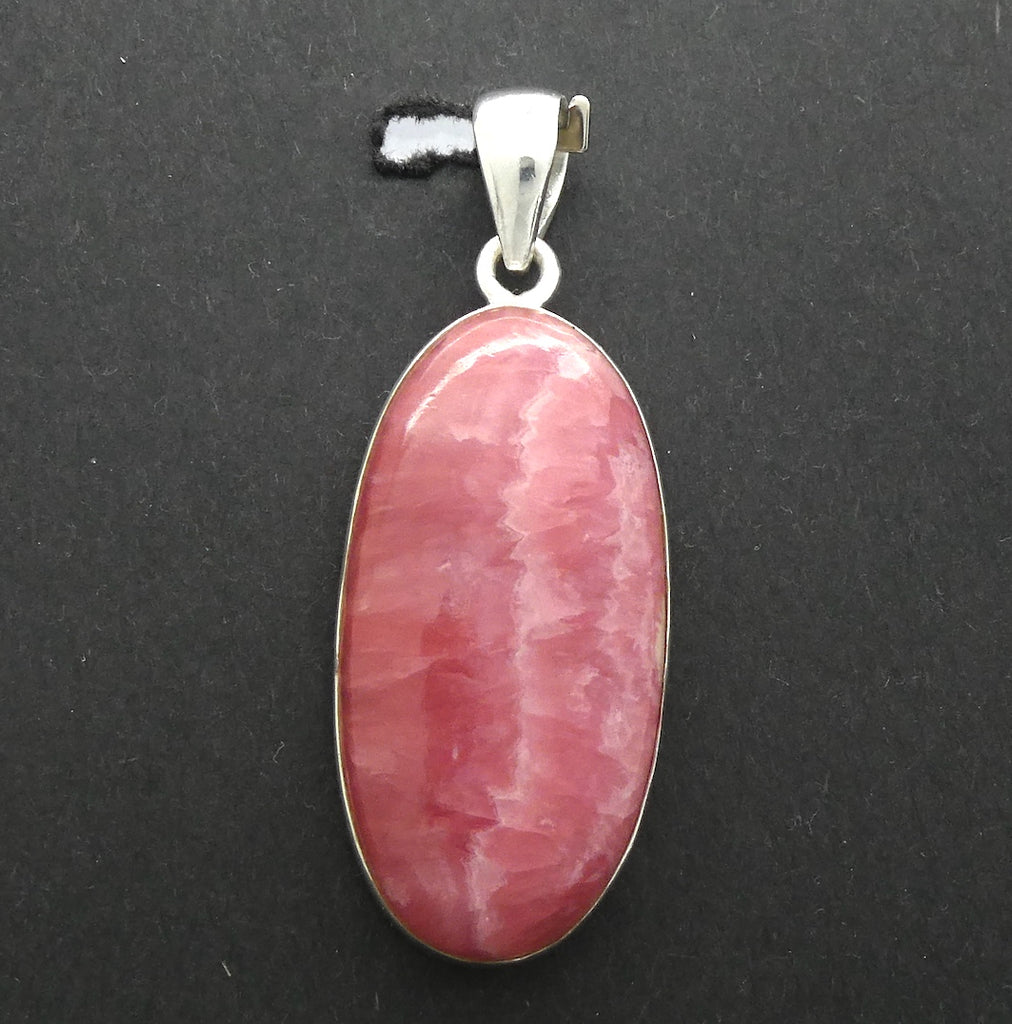 Rhodochrosite Pendant | Rich Salmon Red white inclusions | translucent | 925 Sterling Silver Setting with open back | Deep compassion, wish fulfillment | Genuine Gems from Crystal Heart Melbourne Australia since 1986