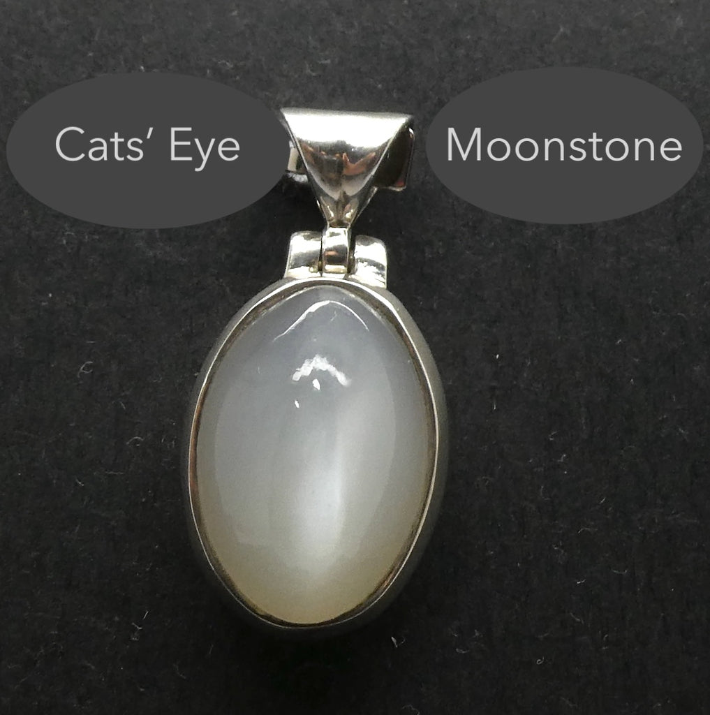 Moonstone Pendant | Cats' Eye Feldspar | Chatoyancy | 925 Sterling Silver | Cancer Libra Scorpio | Genuine Gems from Crystal Heart Melbourne Australia 1986