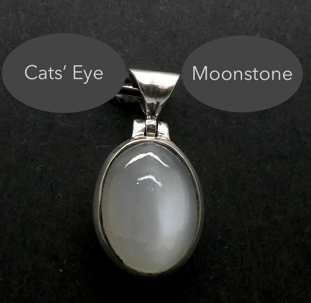 Moonstone Pendant | Cats' Eye Feldspar | Chatoyancy | 925 Sterling Silver | Cancer Libra Scorpio | Genuine Gems from Crystal Heart Melbourne Australia 1986
