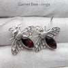 Bee Jewelry Earrings | 925 Sterling silver | Faceted Garnet | Life Like | Wings in Flight | Creativity fertility Goddess wisdom power | Melissa | Merovingian | Genuine Gems from Crystal Heart Melbourne Australia since 1986