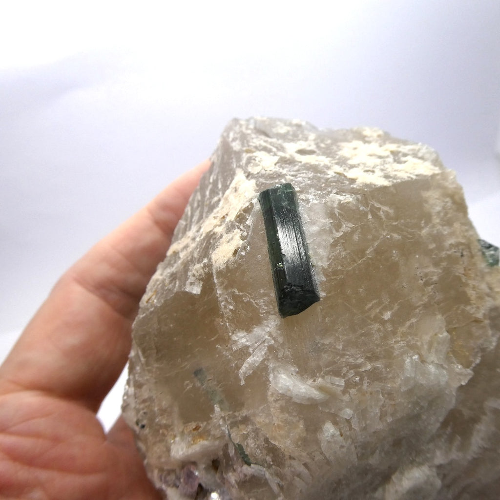 Large  Elestial  Point | embedded Green Tourmalines | Etched Faces | Shaman Stone | Crystal Heart Australia since 1986