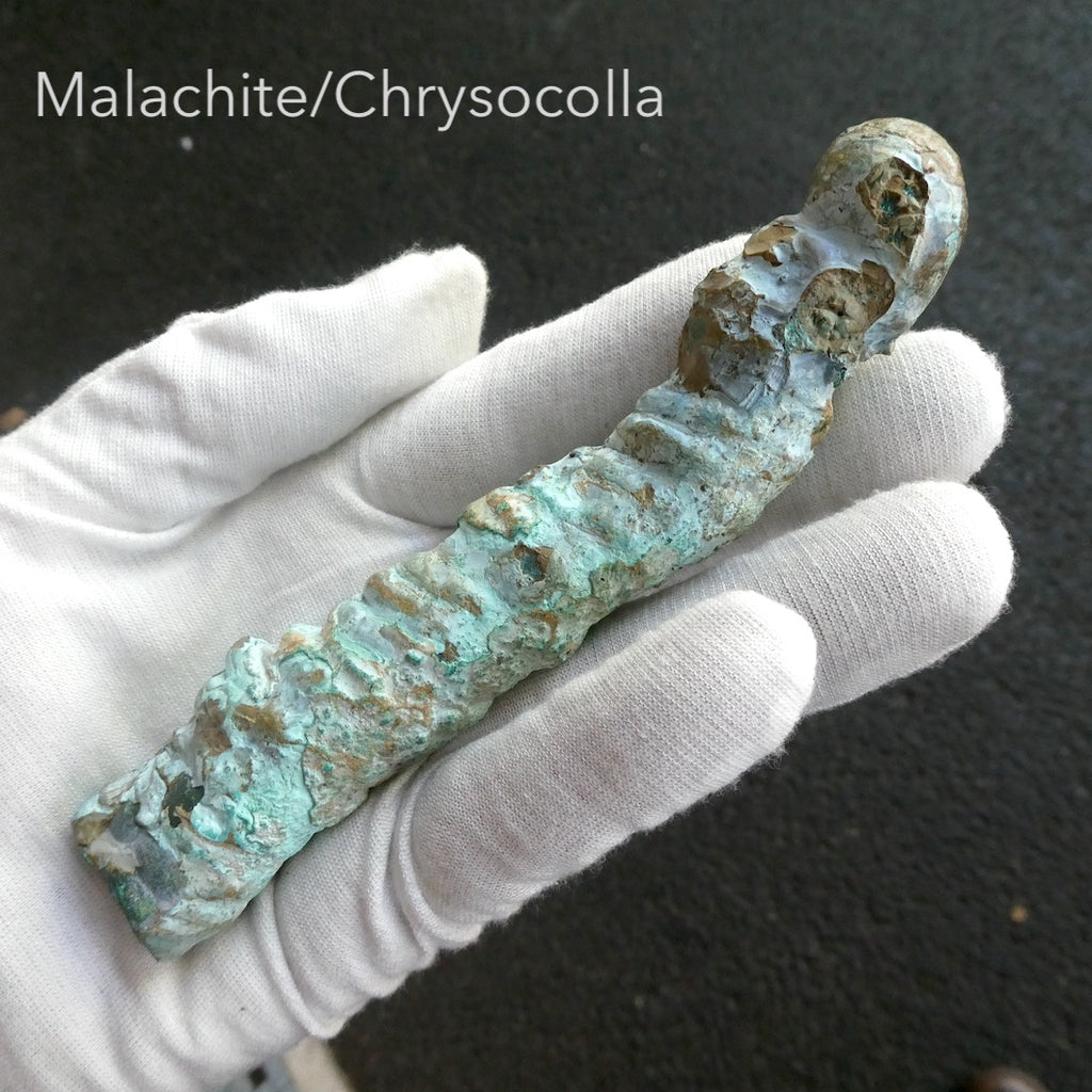 Malachite & Chrysocolla Healing Massage Wand I Natural Phallus Shape | Fertility Luck and Protection | Genuine Gemstones Crystal Heart Melbourne est.1986