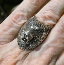 Load image into Gallery viewer, Wolf&#39;s Head Ring | 925 Sterling Silver | Life like fine detail | Crystal Heart Melbourne since 1986  | Fenrir | Shaman | Shapeshifter | Lupus